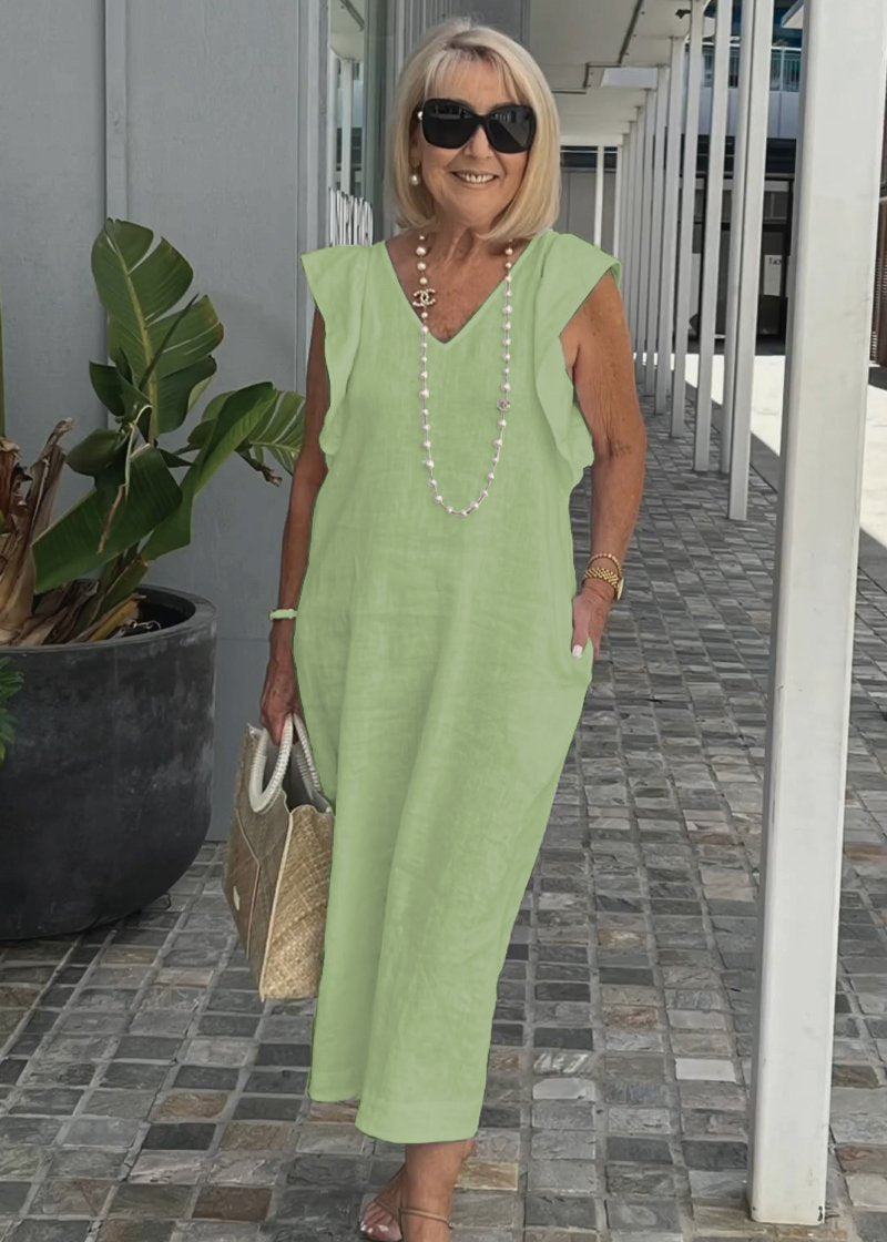 Nora™| Ärmelloses Kleid mit V-Ausschnitt