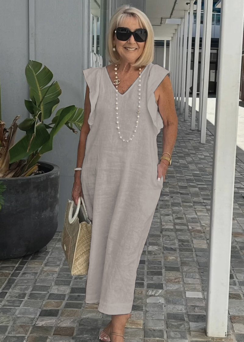 Nora™| Ärmelloses Kleid mit V-Ausschnitt