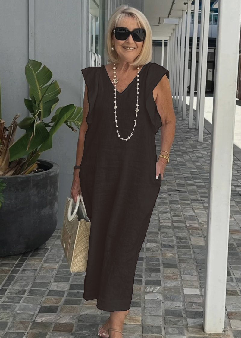 Nora™| Ärmelloses Kleid mit V-Ausschnitt