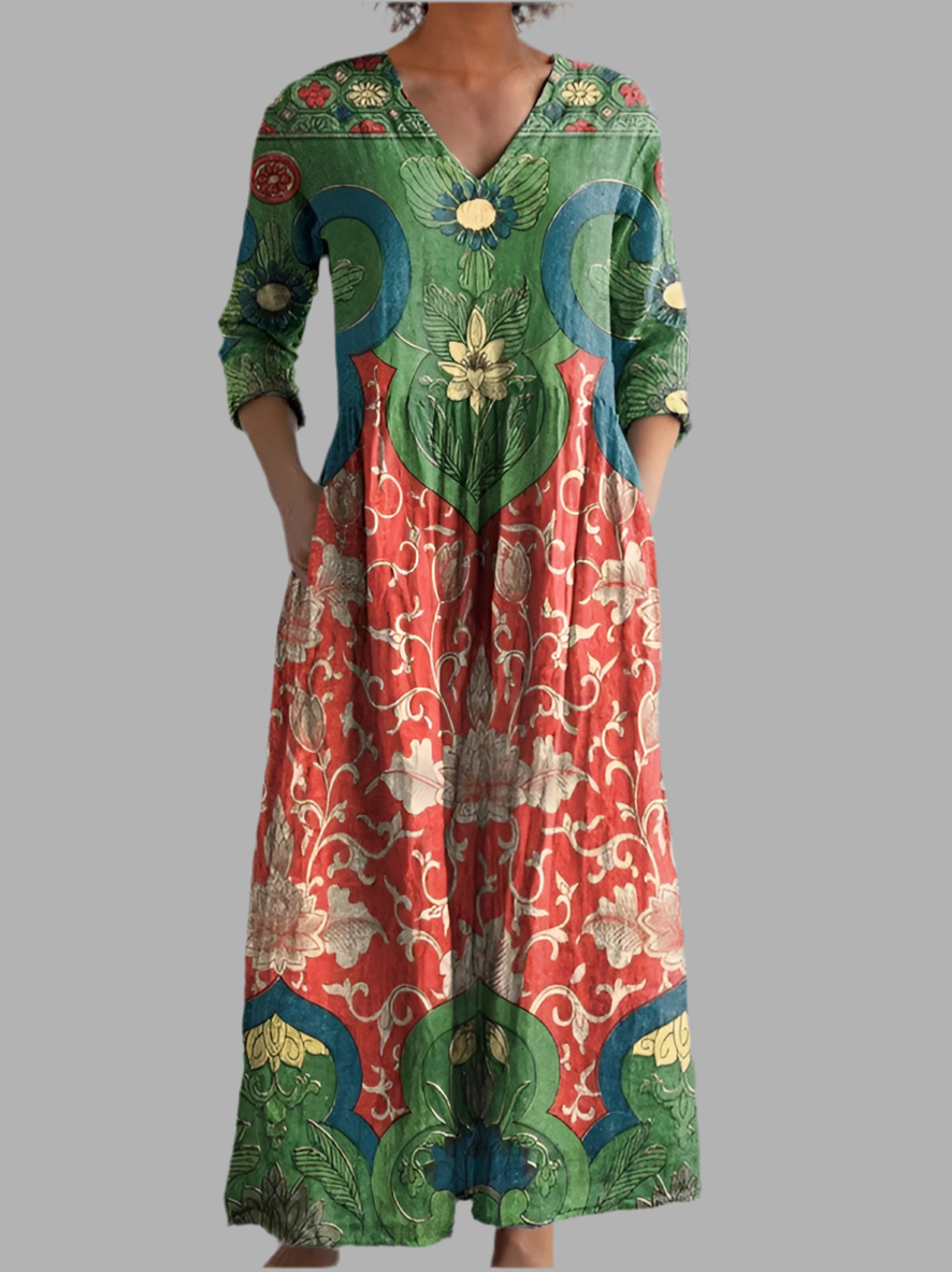 Celestine™ | Maxikleid mit Vintage-Blumenmuster