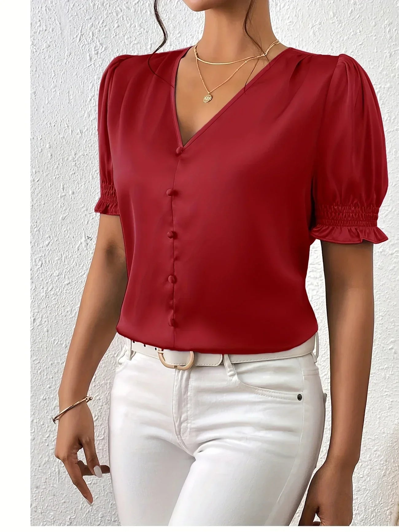 Abella™| Elegante Bluse Mit V-Ausschnitt Und Puffärmeln
