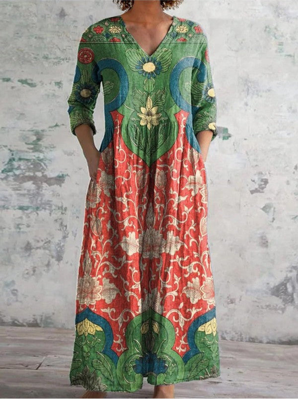 Celestine™ | Maxikleid mit Vintage-Blumenmuster