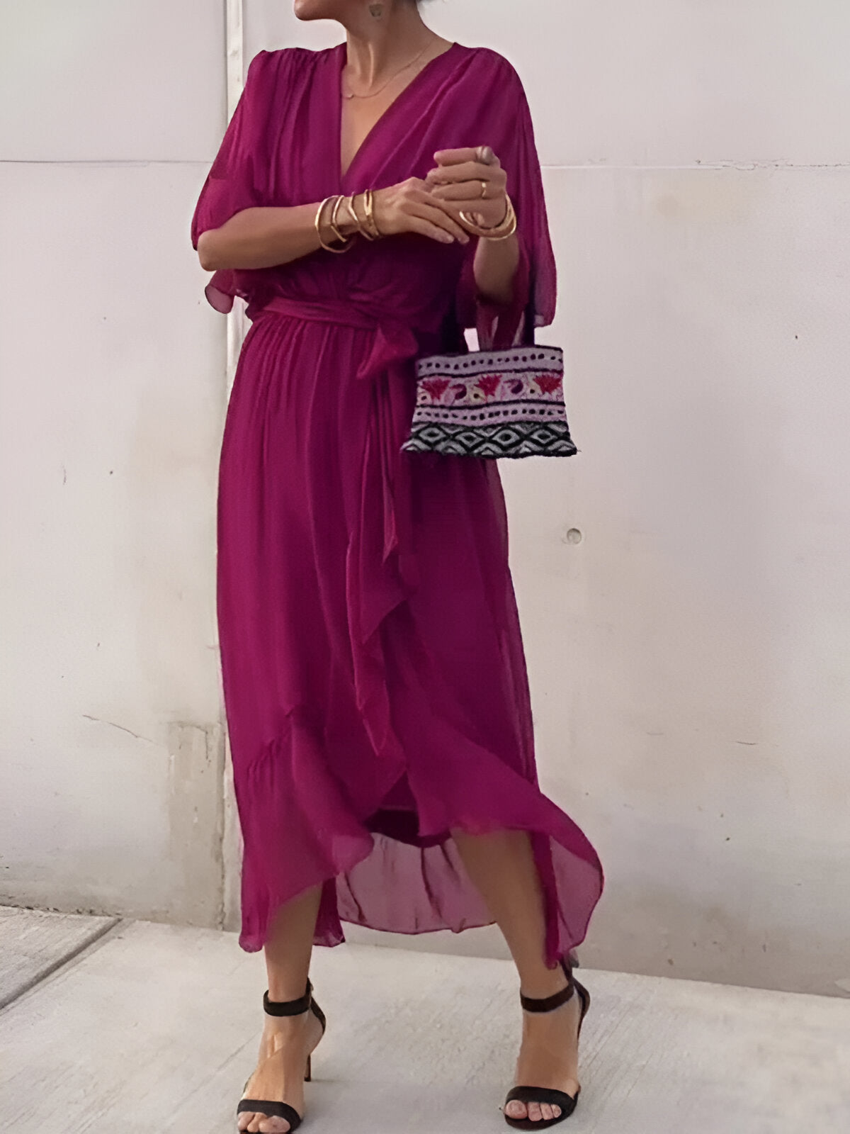 Veronique™ | Weiches Chiffonkleid mit V-Ausschnitt