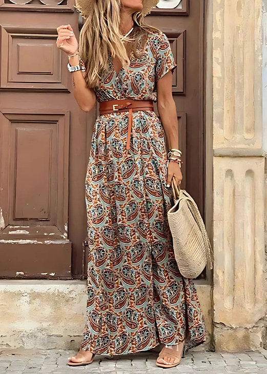 Roma™ | Langes Boho-Kleid mit gesmokter Taille