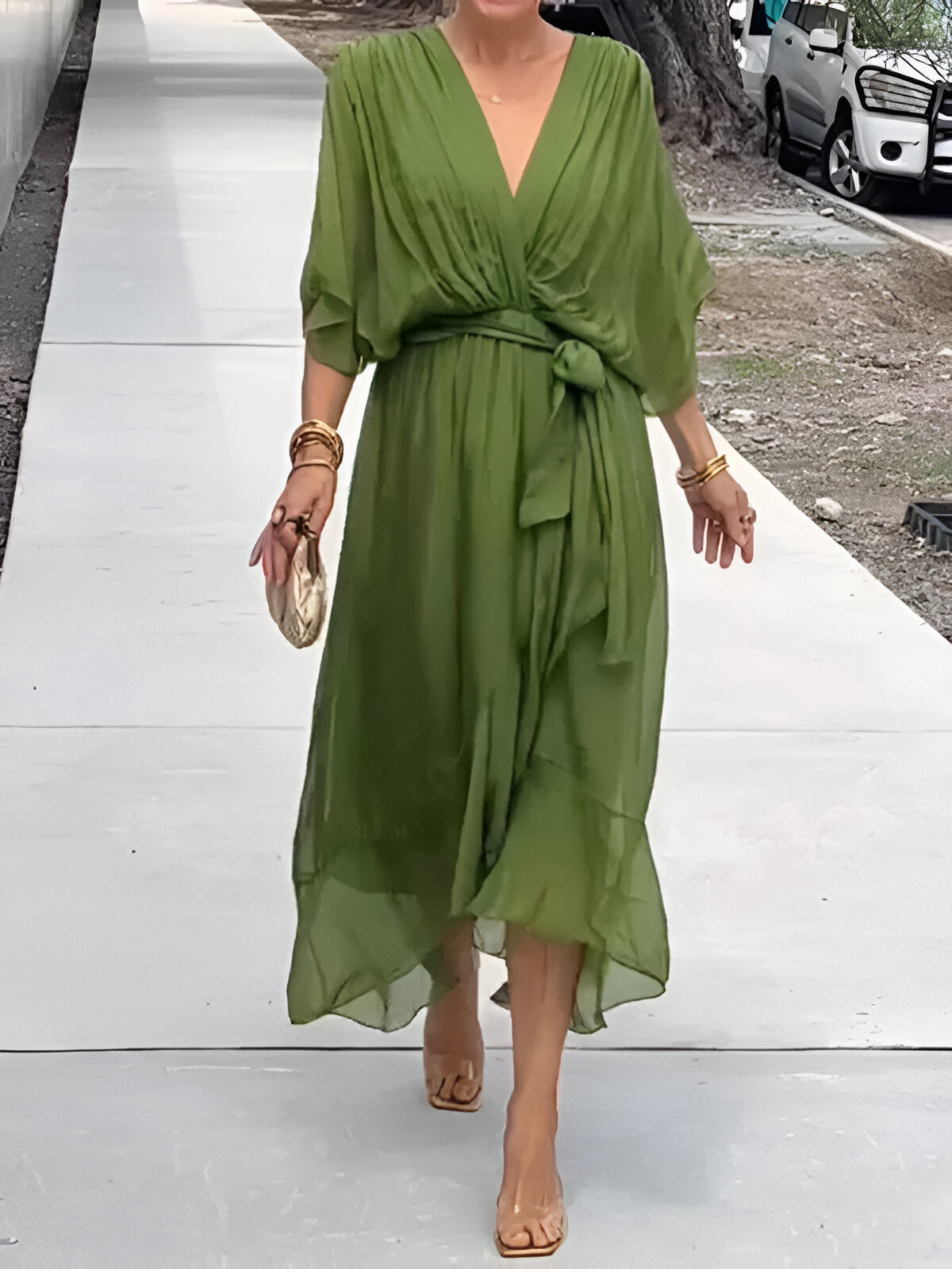 Veronique™ | Weiches Chiffonkleid mit V-Ausschnitt