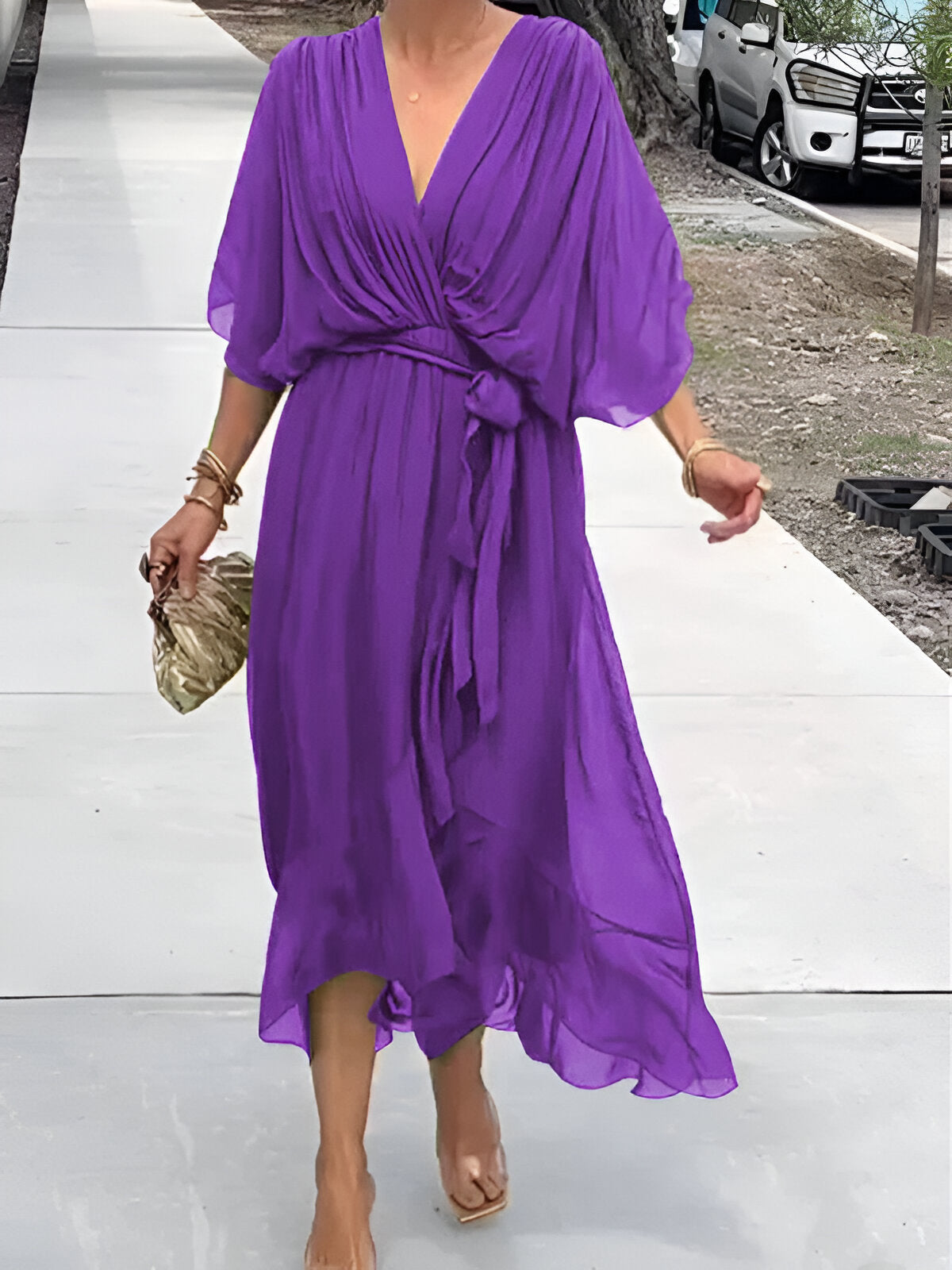 Veronique™ | Weiches Chiffonkleid mit V-Ausschnitt