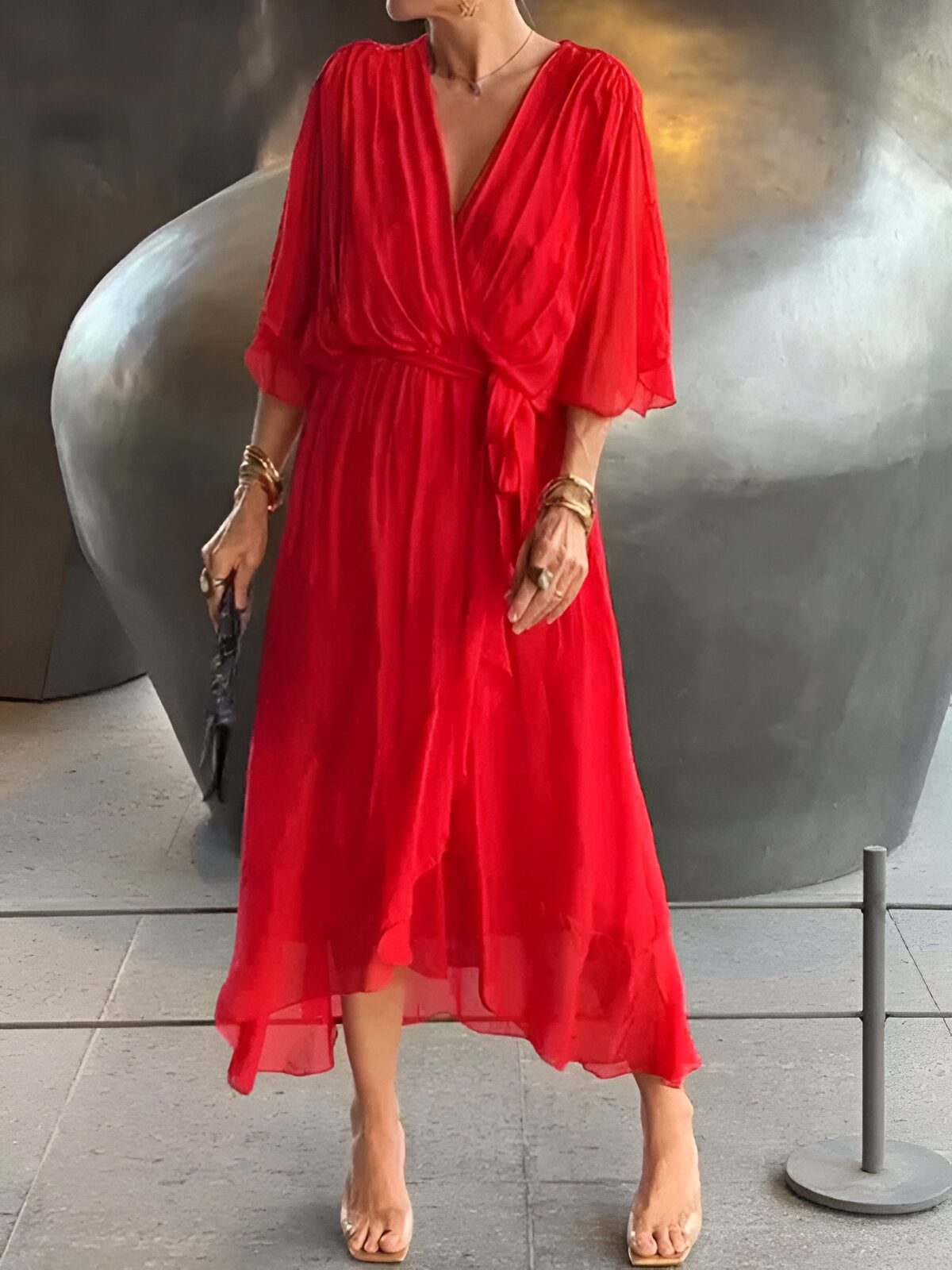 Veronique™ | Weiches Chiffonkleid mit V-Ausschnitt