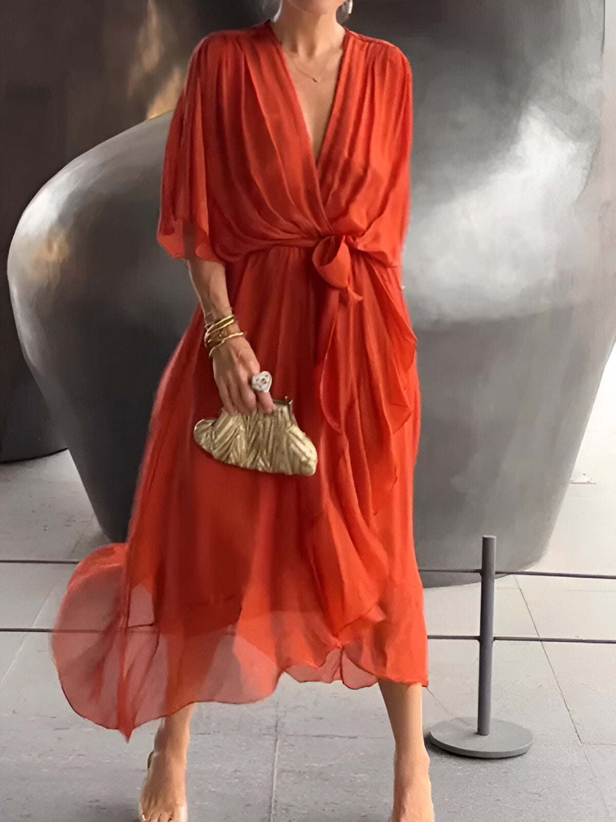 Veronique™ | Weiches Chiffonkleid mit V-Ausschnitt