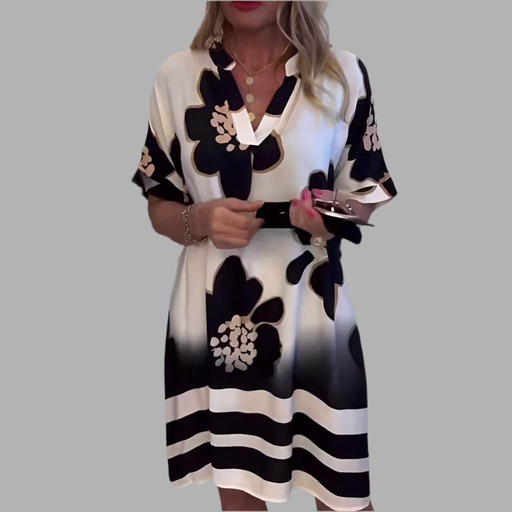 Stina™ | Stilvolles Kleid mit tiefem V-Ausschnitt und Print