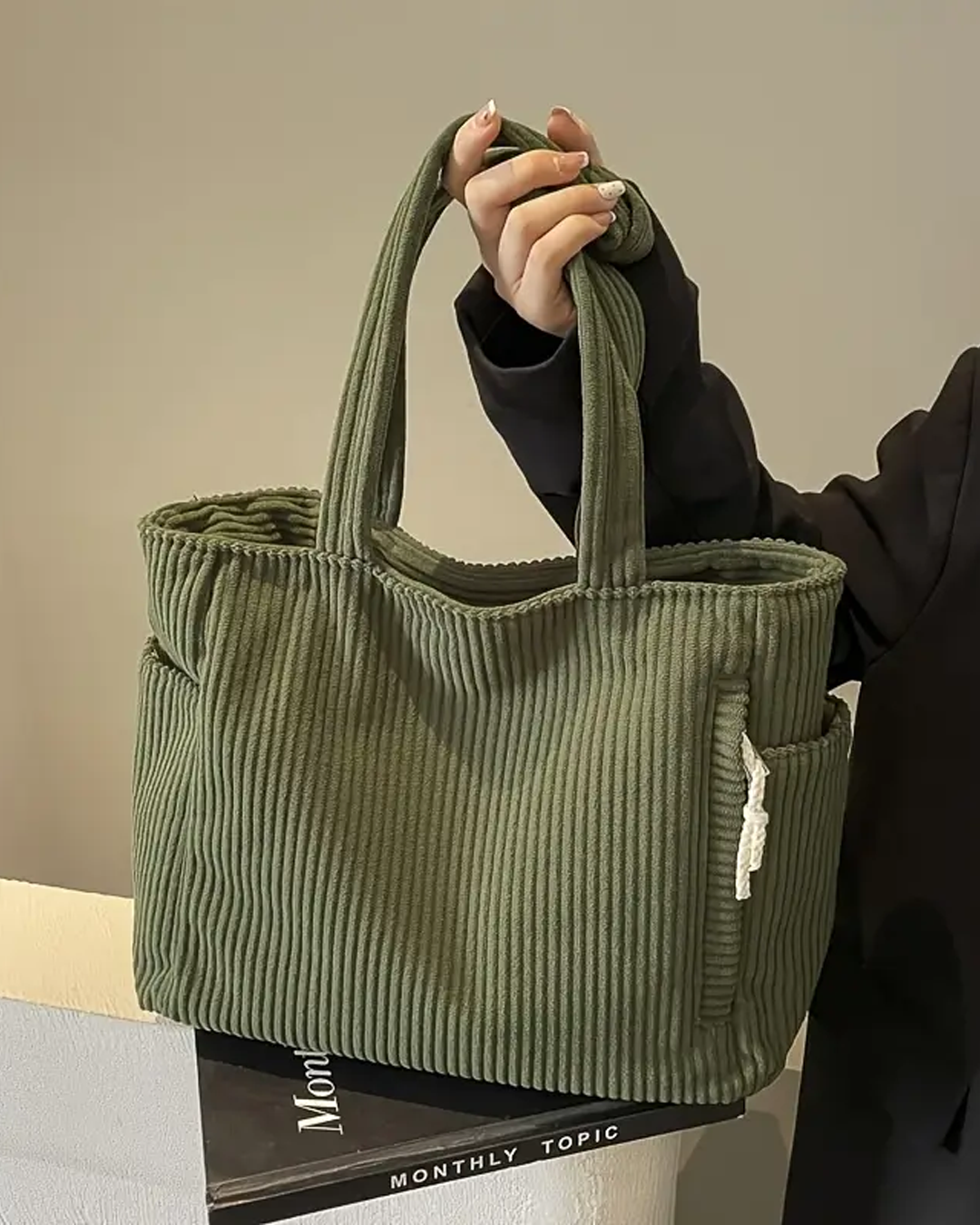 Hilda™| Gerippte Tragetasche mit Kordel-Detail