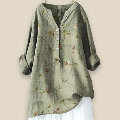 Camille™ | Blumenbluse mit luftigem Schnitt und Mandarinkragen