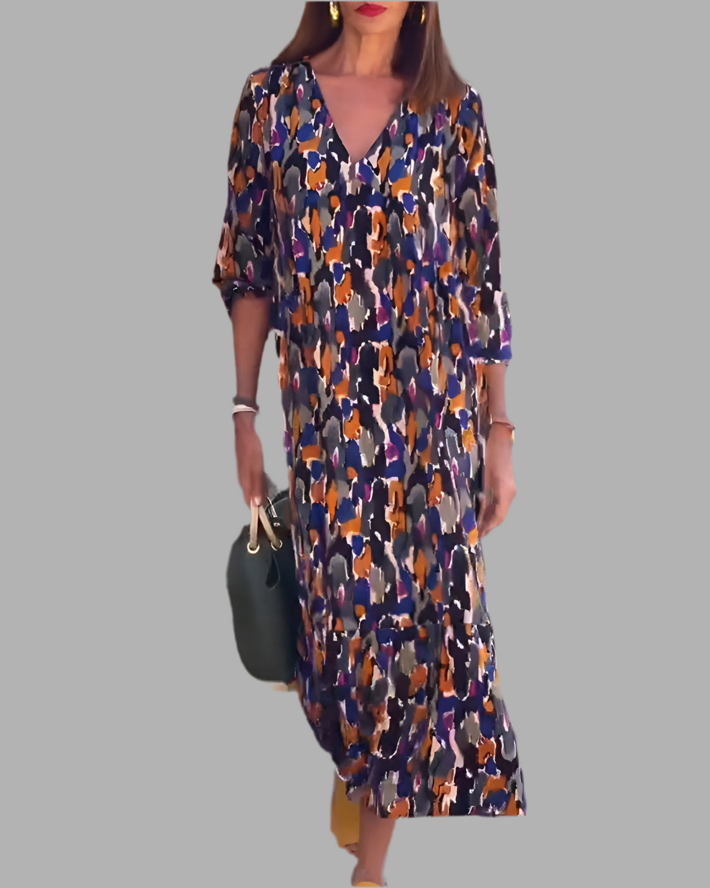 Nathalie™| Kleid mit V-Ausschnitt und Retro-Print