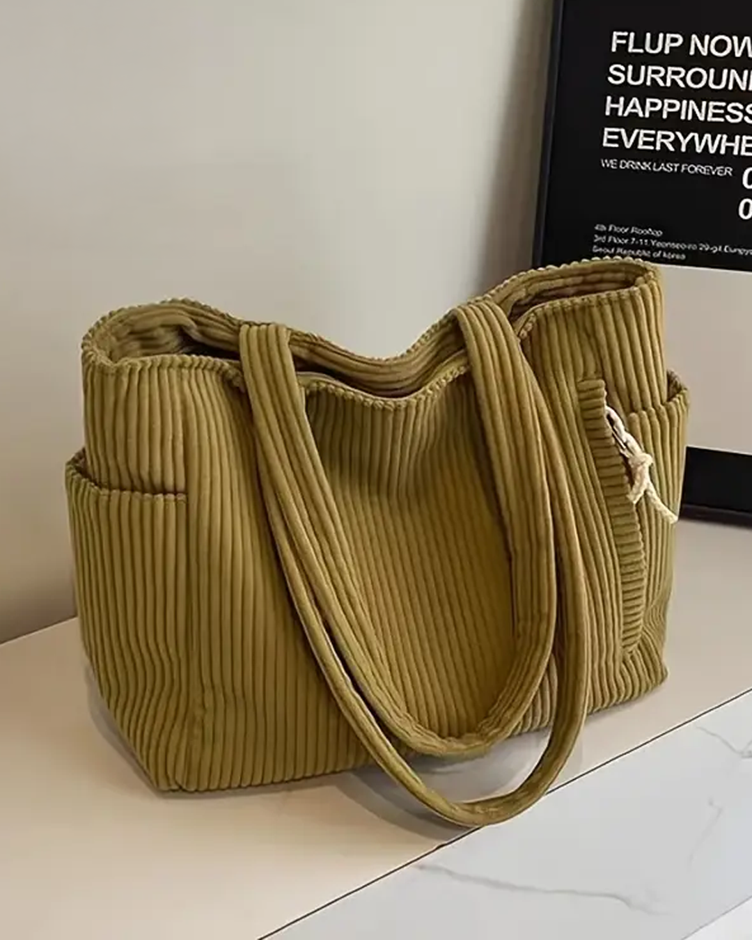Hilda™| Gerippte Tragetasche mit Kordel-Detail