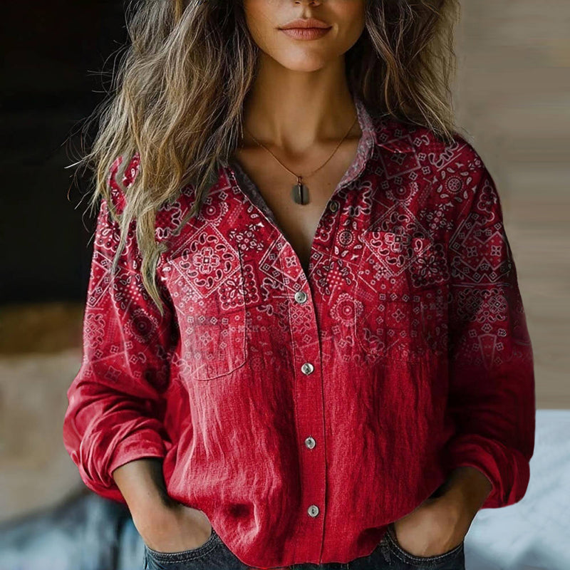 Nives™I Bedruckte Vintage-Bluse
