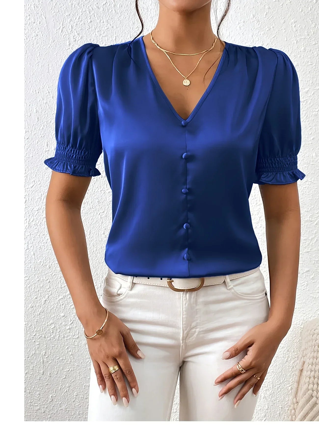 Abella™| Elegante Bluse Mit V-Ausschnitt Und Puffärmeln