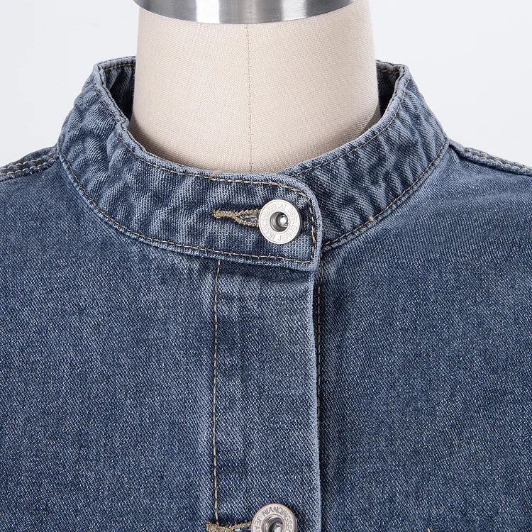 Zava ™| Denim-Bandeau-Jumpsuit mit Reißverschluss und Jacken-Set