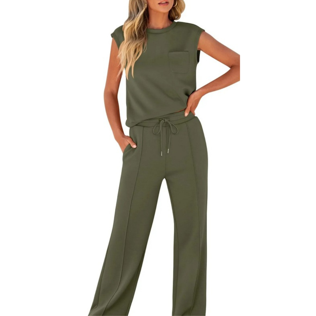 Kamila™|  Zweiteiliges ärmelloses Top und Hose mit Kordelzug in der Taille