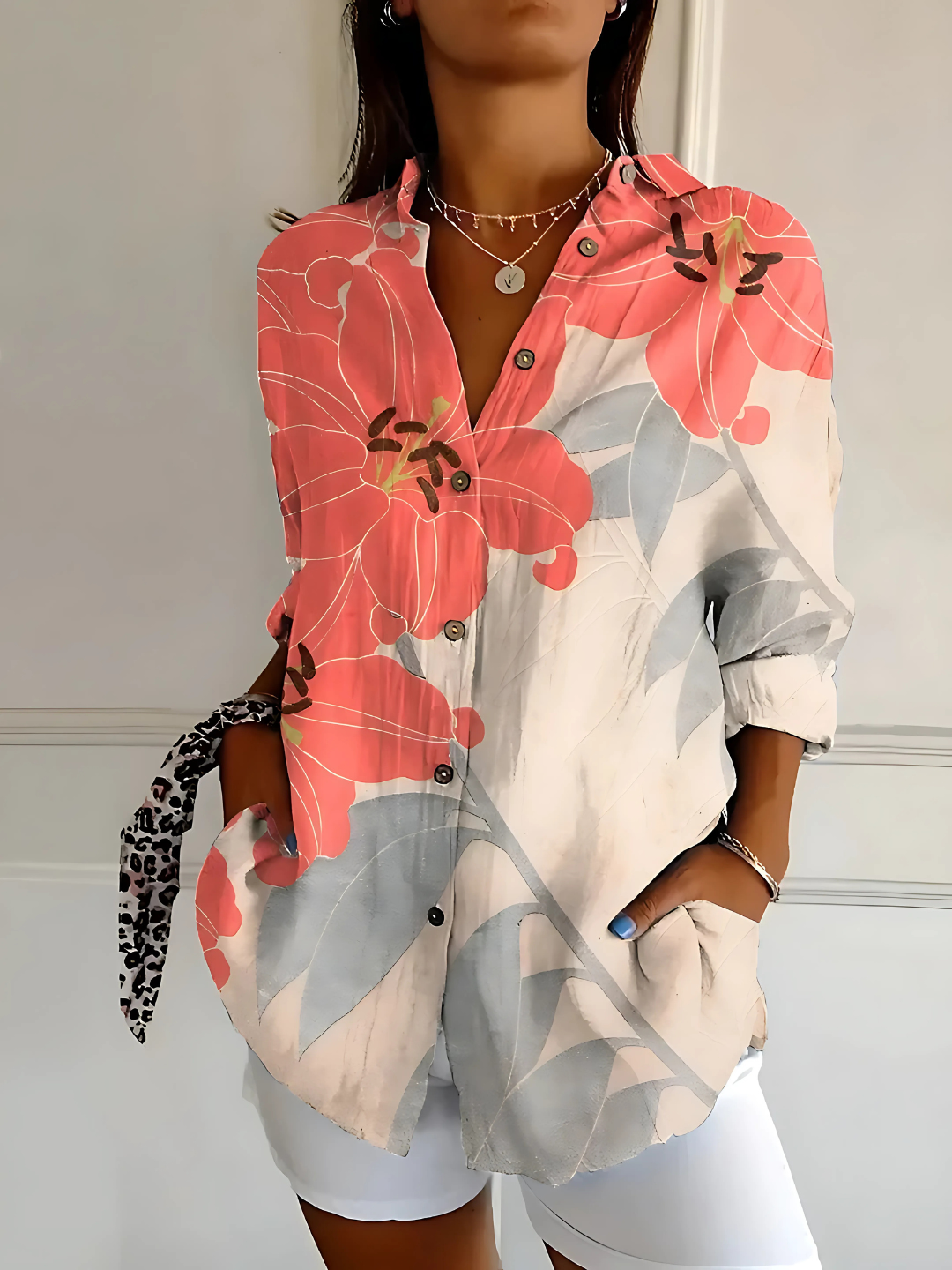 Anneline™ | Baumwollbluse mit lebendigem Blumenmuster