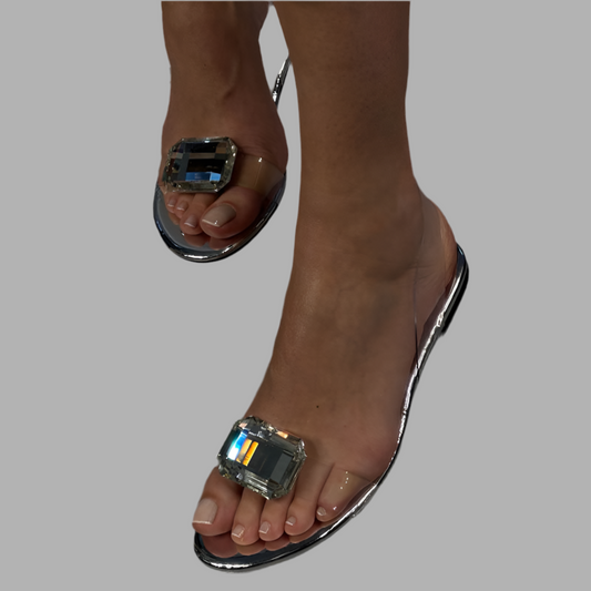 Aisha™| Transparente Sandale mit Kristall