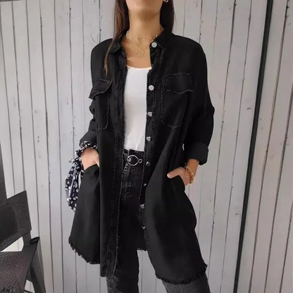 Doris™| Lange Denim-Freizeit-Hemdjacke
