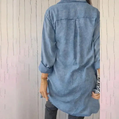 Doris™| Lange Denim-Freizeit-Hemdjacke