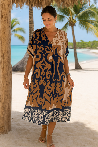 Alix™ | Sommerliches Midi-Kleid mit verspieltem V-Ausschnitt