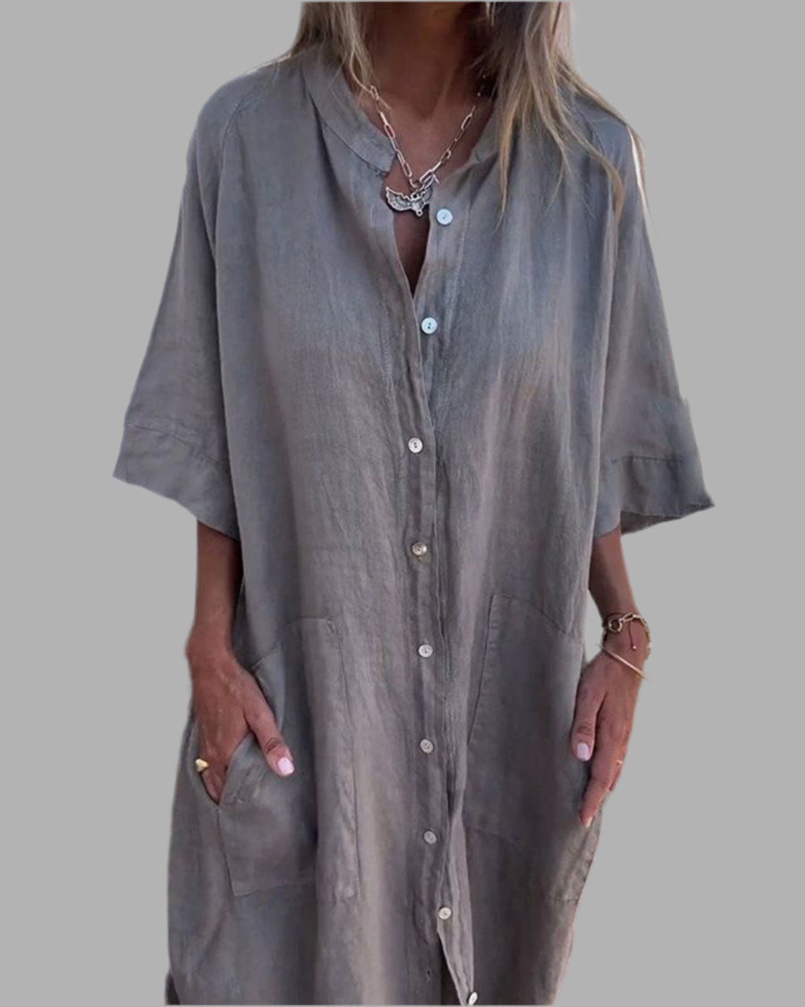 Lotte™| Lässiges Hemdblusenkleid im Ibiza-Stil in Knöchellänge