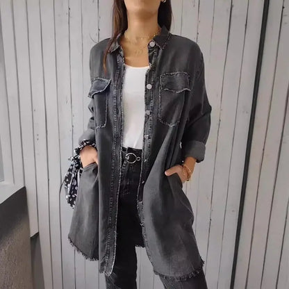 Doris™| Lange Denim-Freizeit-Hemdjacke