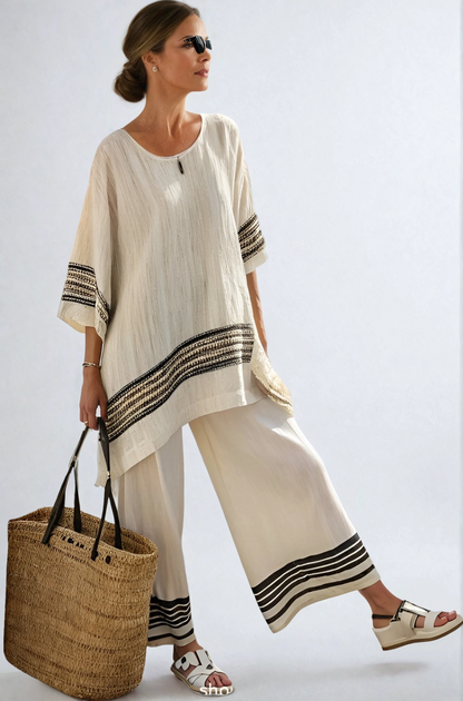 Mirthe™ | Luftiges zweiteiliges Set mit Streifen und oversized Passform