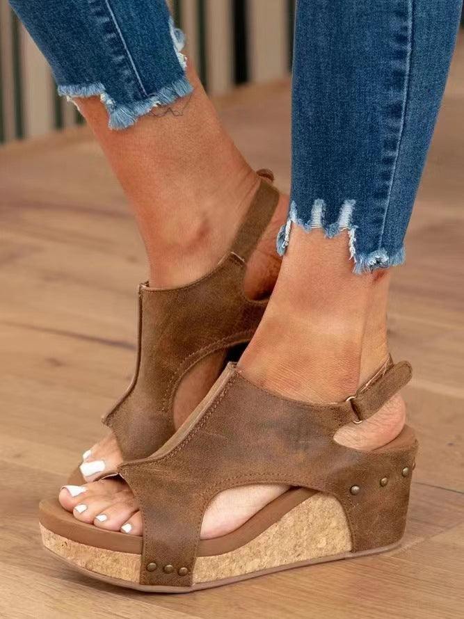 Greta™| Keilsandalen mit Cut-Out-Design aus Kork