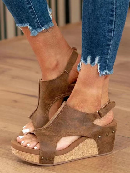 Greta™| Keilsandalen mit Cut-Out-Design aus Kork