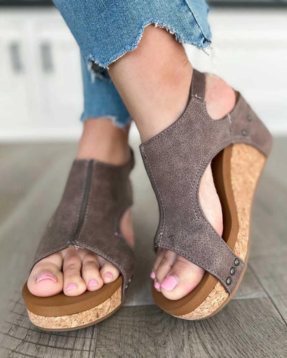 Greta™| Keilsandalen mit Cut-Out-Design aus Kork