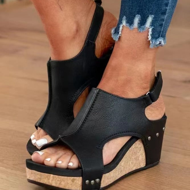 Greta™| Keilsandalen mit Cut-Out-Design aus Kork