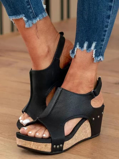 Greta™| Keilsandalen mit Cut-Out-Design aus Kork
