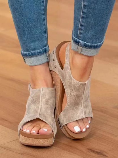 Greta™| Keilsandalen mit Cut-Out-Design aus Kork