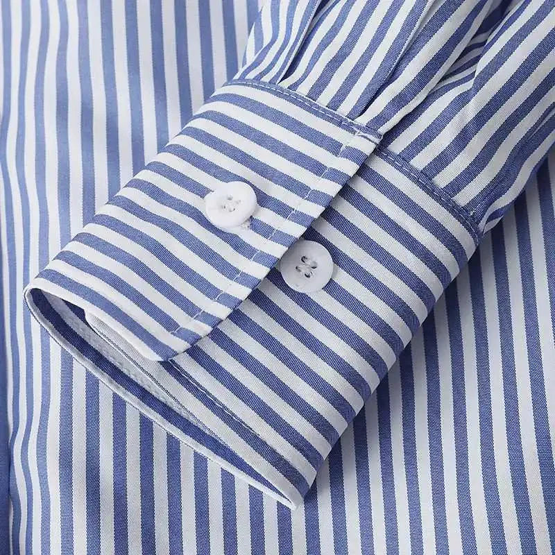 Nera™ | Luftige Baumwollbluse – Blau-Weiß Gestreift