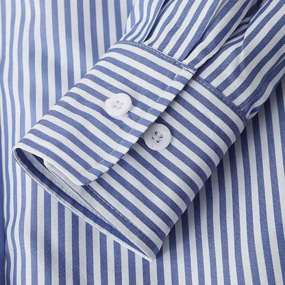 Nera™ | Luftige Baumwollbluse – Blau-Weiß Gestreift