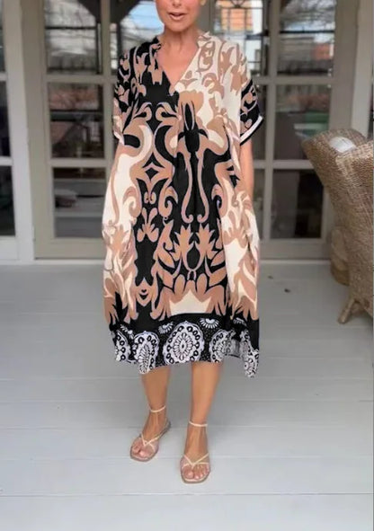 Alix™ | Sommerliches Midi-Kleid mit verspieltem V-Ausschnitt