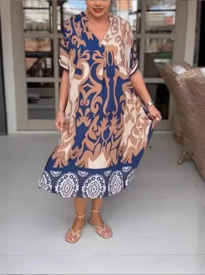 Alix™ | Sommerliches Midi-Kleid mit verspieltem V-Ausschnitt