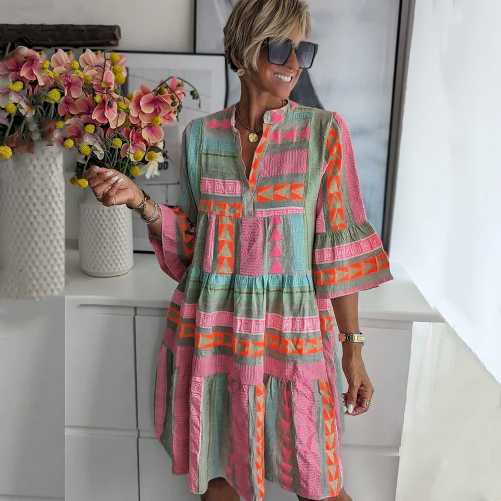 Julia™| Boho-Stufen-Swingkleid