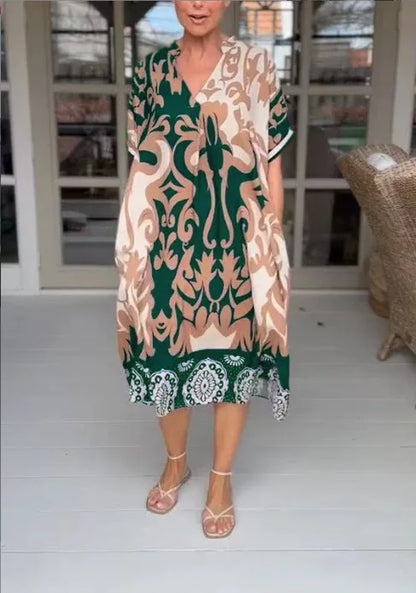 Alix™ | Sommerliches Midi-Kleid mit verspieltem V-Ausschnitt