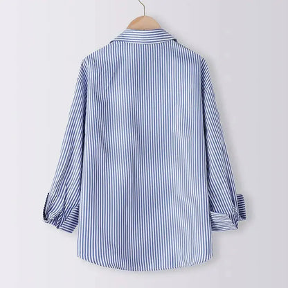 Nera™ | Luftige Baumwollbluse – Blau-Weiß Gestreift