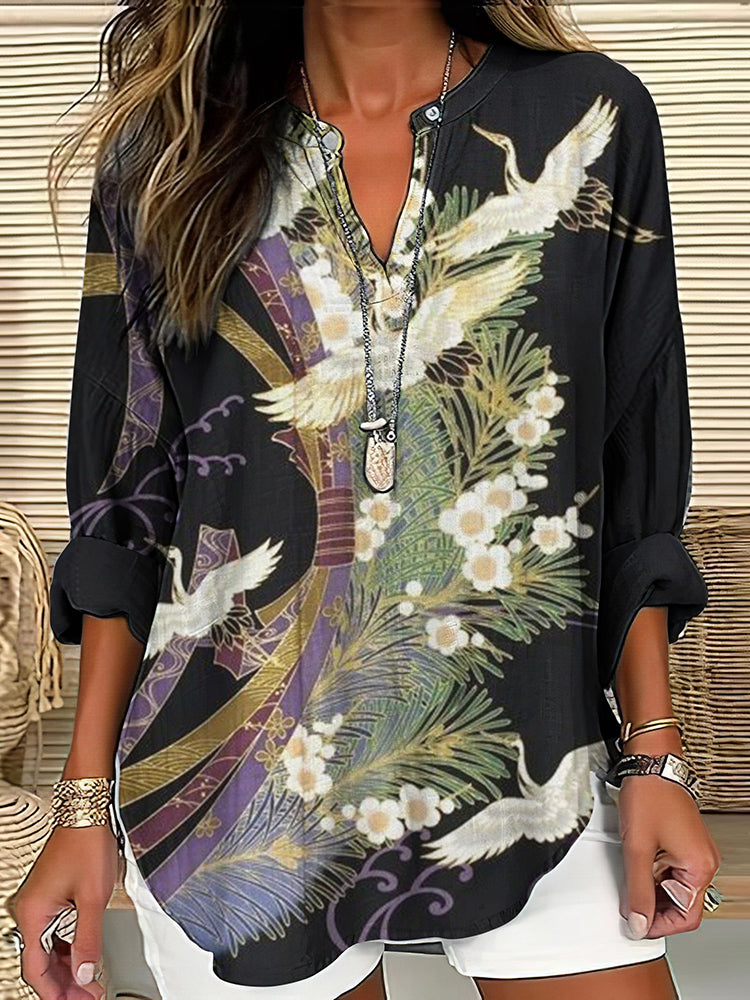 Orielle™ | Bluse mit Elegantem Flight-Print