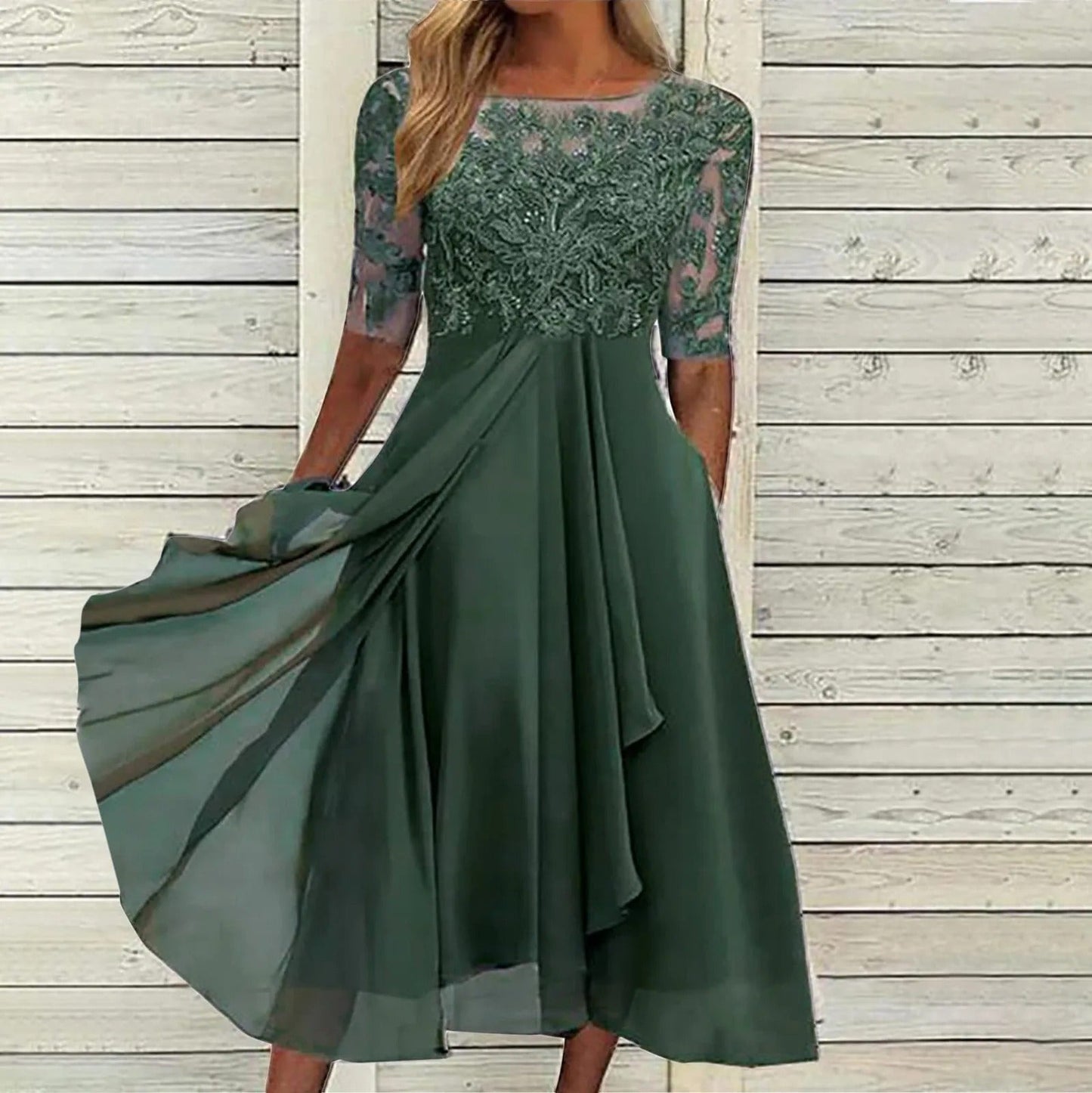 Jula™ | Abendkleid aus Chiffon und Spitze Himmlische Eleganz