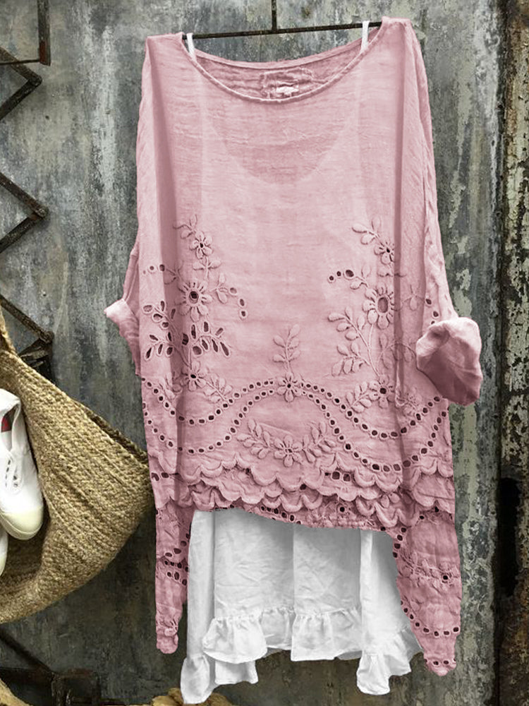 Rosmira™ | Bedruckte Bluse mit doppeltem Saum