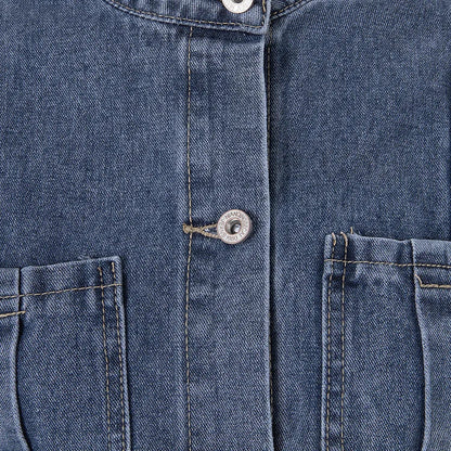Zava ™| Denim-Bandeau-Jumpsuit mit Reißverschluss und Jacken-Set