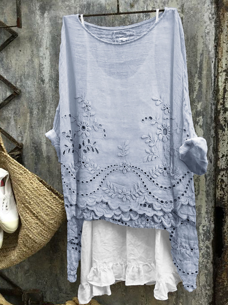 Rosmira™ | Bedruckte Bluse mit doppeltem Saum